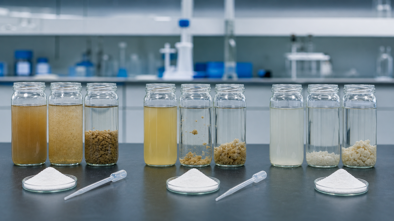 Anionic, cationic, and nonionic polyacrylamide jar test comparison for water treatment